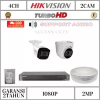 PAKET CCTV FULL HIKVISION 2MP 4 CHANNEL 2 CAMERA TURBO HD 1080P AUDIO