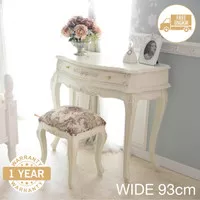 Meja Rias bebe Kayu Putih White Antik Cantik Ukiran Dresser Stool Set