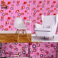 Wallpaper Dinding Stiker hello kitty kotak pink 3D