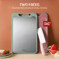 Two Faces Cutting Board Stainless Steel Talenan 2 Sisi Papan Potong