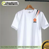 Kaos PKS logo baru strip warna kaos putih