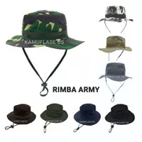 Topi rimba Army polos. / Topi rimba hijau army/hitam/coklat/krem/biru