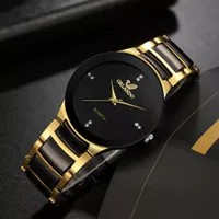 JAM TANGAN PRIA ORLANDO ORIGINAL STAINLESS GOLD HITAM RANTAI JAM095B5