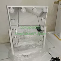 Kaca Rias / Cermin Rias Meja Dengan Led 30x40cm - Putih