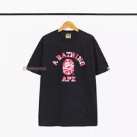 BAPE PINK ARMY HEAD AND FONT BLACK TEE