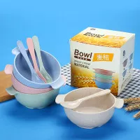 Mangkok 1 Set Korea Tempat Makan Anak Wheat Straw Mangkuk Binaural