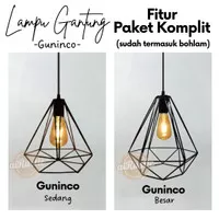 PAKET KOMPLIT - Guninco diamond kap lampu gantung diamond cafe industr