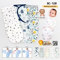 Bedong Bayi Instan Kain Bedong Lipat Tempel Swaddle Baby Leon Newborn