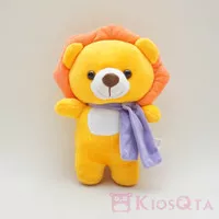 boneka singa lucu standing lion kuning syal ungu small