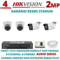 PAKET CCTV FULL HIKVISION 2MP 4CHANNEL 4KAMERA TURBO HD 1080P KOMPLIT