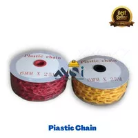 MERAH / KUNING Plastic Chain Rantai Plastik 6mm x 25m Rantai Plastik