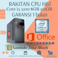 PC RAKITAN CPU RAKITAN H61 CORE i3 3220 RAM 8GB SSD 128GB SIAP PAKAI