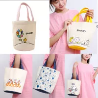 Tas Tenteng Tote Bag Kanvas Model Tabung ORI Peanuts Karakter Snoopy