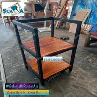 Meja Rak Kayu Dispenser Galon Air 2 Susun Serbaguna