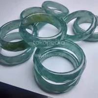 cincin batu giok hijau biru asli cutting burma jade type A natural