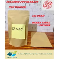 STANDING POUCH KRAFT EKONOMIS NON WINDOW ZIPLOCK UKURAN 12 X 20 CM