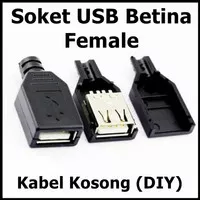 Soket USB Female Connector Shell Plug-4P socket konektor kosong casing