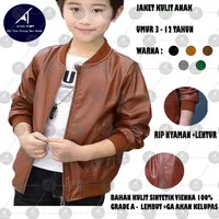 Jaket Kulit anak laki-laki / perempuan model Bomber Bahan Vienna 100%