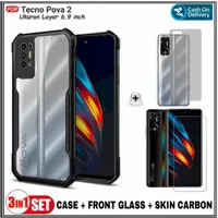 Case TECNO POVA 2 Soft Hard Casing Cover Tempered Glass Clear Garskin