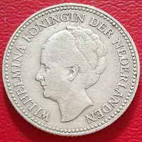 Uang Koin Perak Kuno 1/2 G Wilhelmina Tahun 1929 Silver Coin