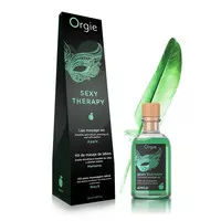 Orgie Lips Massage Set Apple - flavored oral lubricant + feather