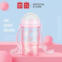 Miniso We Bare Bears Water Bottle with Straw 400ml