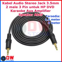 Kabel Audio Stereo Jack 3.5mm 2 Male 3 Pin HP AUX Laptop Speaker Aktif