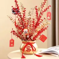 Pot Bunga Emas Tembaga DOLLAR Vas Bunga Imlek Besi Tali Merah Murah
