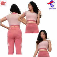 KAOS SENAM AEROBIC ATASAN CROP JALA BAJU ZUMBA BAJU YOGA FITNES GYM