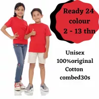 Kaos anak polos cotton Combed 30s Cewek Cowok Lengan Pendek Merah Cabe