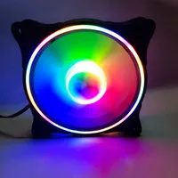 Fan Case Led RGB Rainbow Double Ring Color Lampu Led 12Cm