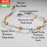 Gelang kristal swarovski gold stainless