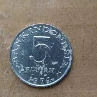 koin 5 rupiah 1974 kb besar sudah dibersihkan