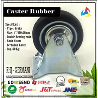 Caster Roda Trolley Karet 4 Inch Hitam Mati/Rigid