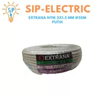 KABEL EXTRANA NYM 2X1.5 MM PUTIH (1 ROLL 50 METER ) / EXTRANA 2X1,5 M