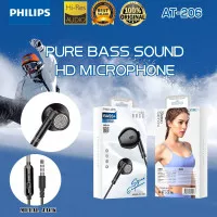 Handsfree Headset Earphone Philips AT-206 Plus Mic Stereo Suara Bagus