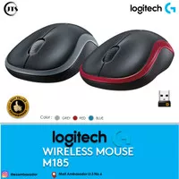 LOGITECH MOUSE WIRELESS M185 - ORIGINAL Grey Blue & RED