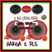 Promo 2 Pcs Speaker Full Range Elsound 12 Inch Corong Merah +2 Tweeter