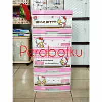 Lemari Laci Napolly Hello Kitty Susun 4 - 5 / Lemari Baju Plastik