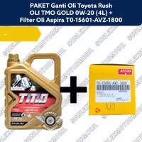 PAKET GANTI OLI RUSH BENSIN 4L TMO GOLD 0W20 + FILTER OLI ASPIRA