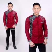 kemeja batik lengan panjang terbaru baju batik kombinasi modern M l Xl