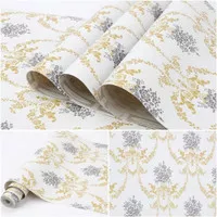 Wallpaper Stiker Dinding Motif Batik Gold Bunga abu