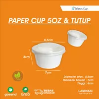 Paper Cup 5oz / 150ml - DENGAN TUTUP - Cup Ice Cream - Wadah Eskrim