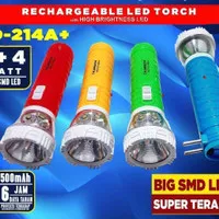 LAMPU SENTER LED TORCH RECHARGEARBLE LED 1 + 4 / SENTER CAS KAWACHI