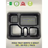 Mika Bento 5 Sekat BESAR 26cm TEBAL 50 pcs Kotak Bekal PLASTIK MEDAN