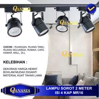 Paket Lampu Sorot 1 set isi 4 + Rel 2M LED Track Light Rel Spotlight