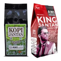 AWI COFFEE KOPI PEABERRY 250 GR + KOPI KING JANTAN PEABERRY 250 GR