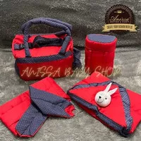 Tas Set Perlengkapan Bayi 4 in 1 Gendongan Selimut Bayi Set Printing