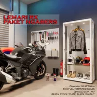 LEMARI JAKET MOTOR HELM RIDING SUNMORI ROMPI KACA RAK PAJANGAN DISPLAY