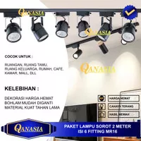 Paket Lampu Sorot 1 set isi 6 + Rel 2M LED Track Light Rel Spotlight